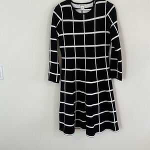 Luxxe Lane White & Black Striped Dress Long Sleeves